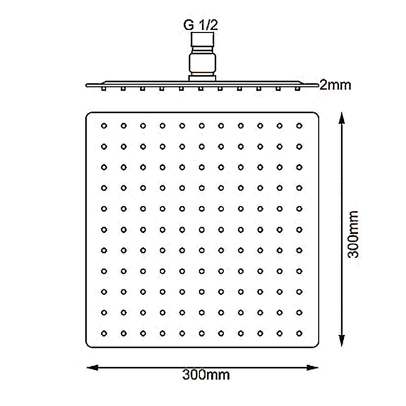 Aquaperla 300mm 12" Stainless Steel 304 Chrome Surface Super-slim Square Rainfall Shower Head (CH0003.SH)