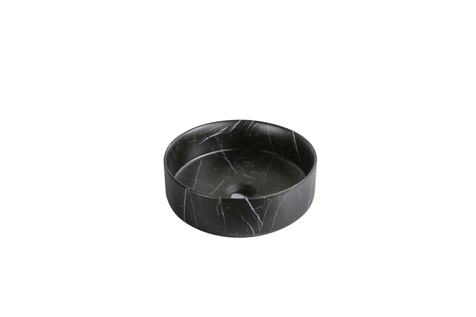 Matte Black Marble Carrara Above Counter Top Round Basin