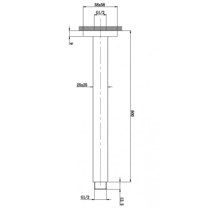 Aquaperla Square Aqua Ceiling Shower Arm (OX0106.SA)