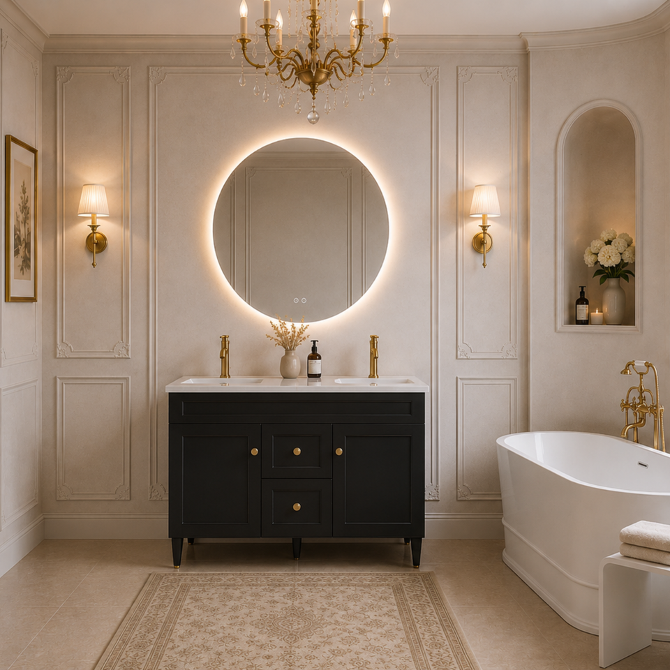 LUKKA HAROLD FEDERATION MATTE BLACK 1200MM DOUBLE BOWL FLOOR STANDING VANITY