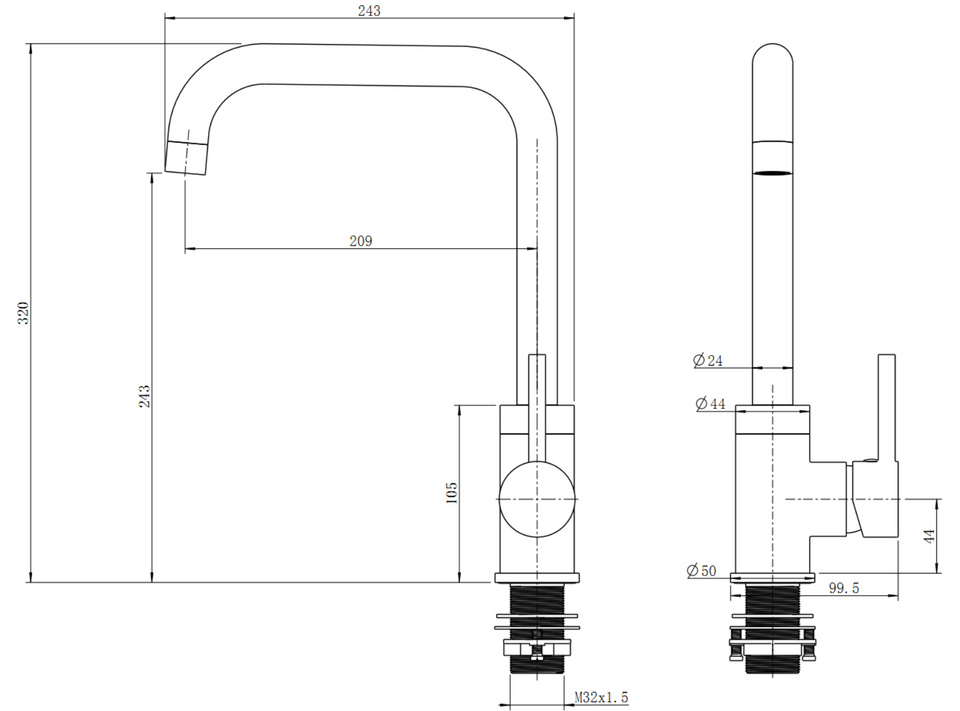 Aquaperla Round Swivel Kitchen Sink Mixer Tap (OX1027.KM)