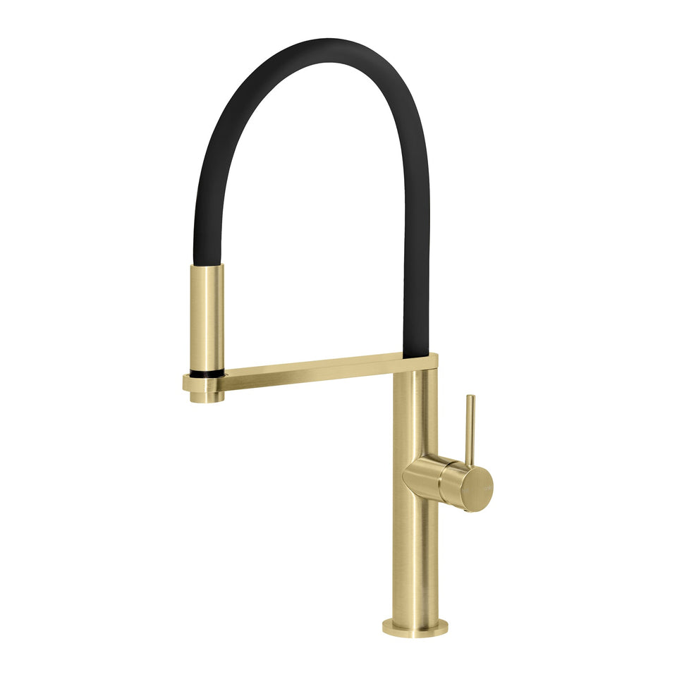 Phoenix Blix Flexible Hose Sink Mixer Round - Brushed Gold (10473100-12-1)