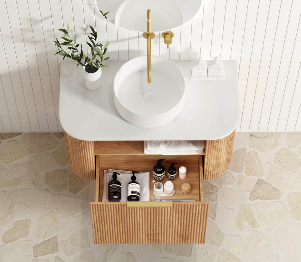 Otti Bondi Woodland Oak Fluted Wall Hung Vanity