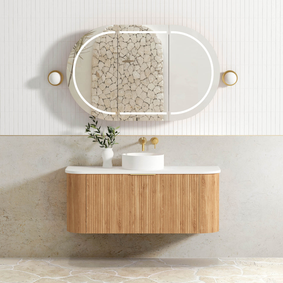 Otti Bondi Woodland Oak Fluted Wall Hung Vanity