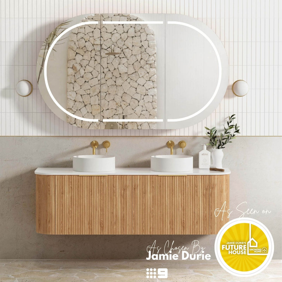 Otti Bondi Woodland Oak Fluted Wall Hung Vanity