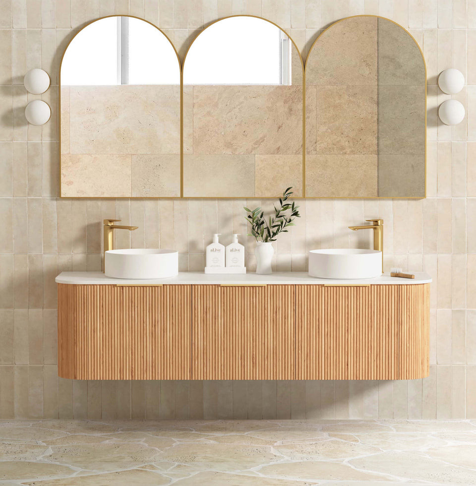 Otti Bondi Woodland Oak Fluted Wall Hung Vanity