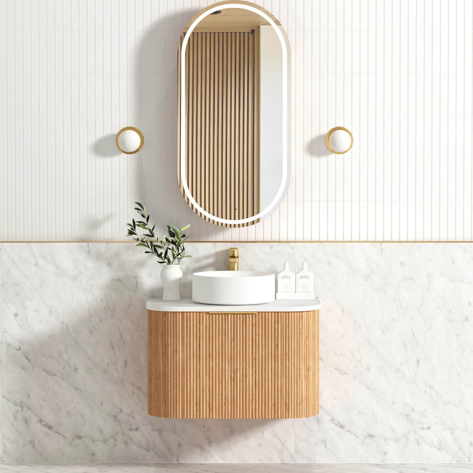 Otti Bondi Woodland Oak Fluted Wall Hung Vanity