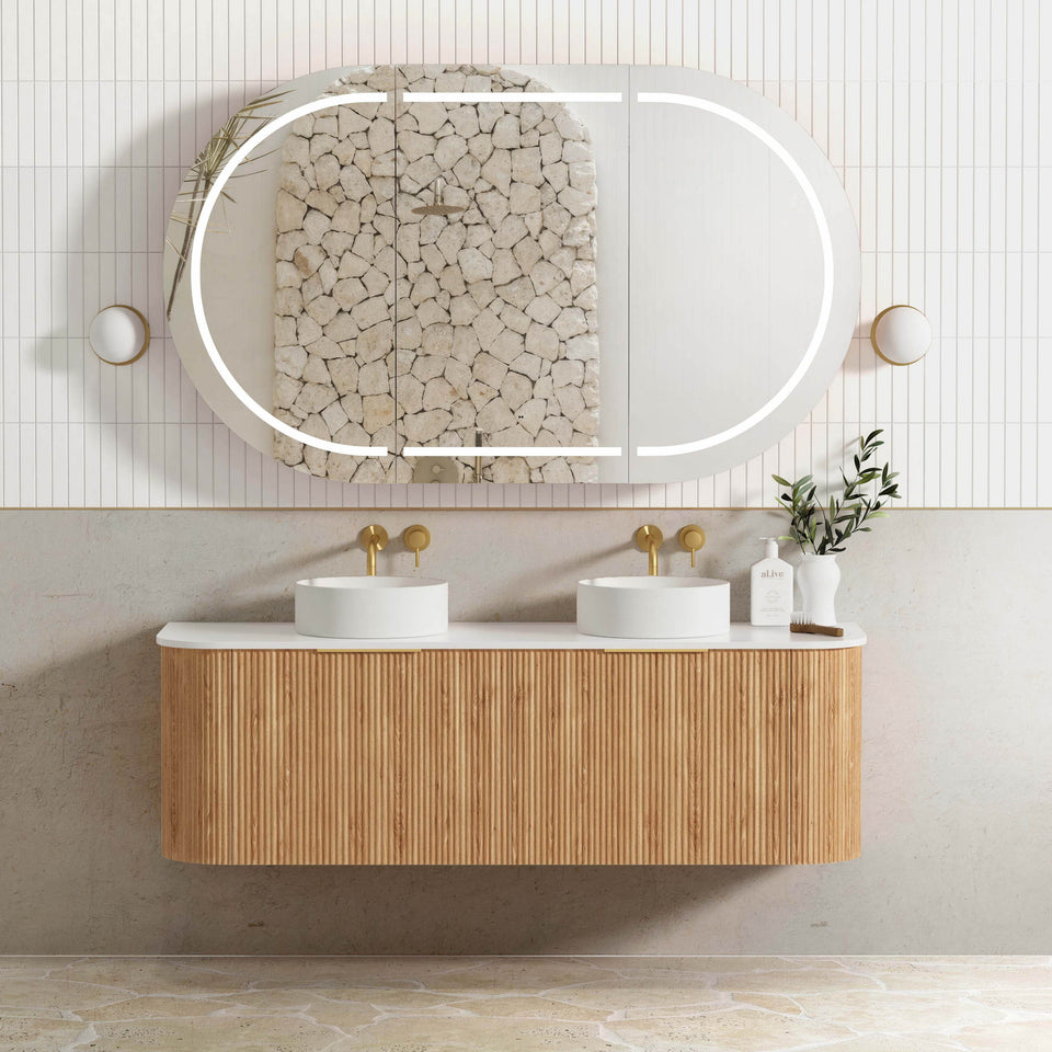 Otti Bondi Woodland Oak Fluted Wall Hung Vanity