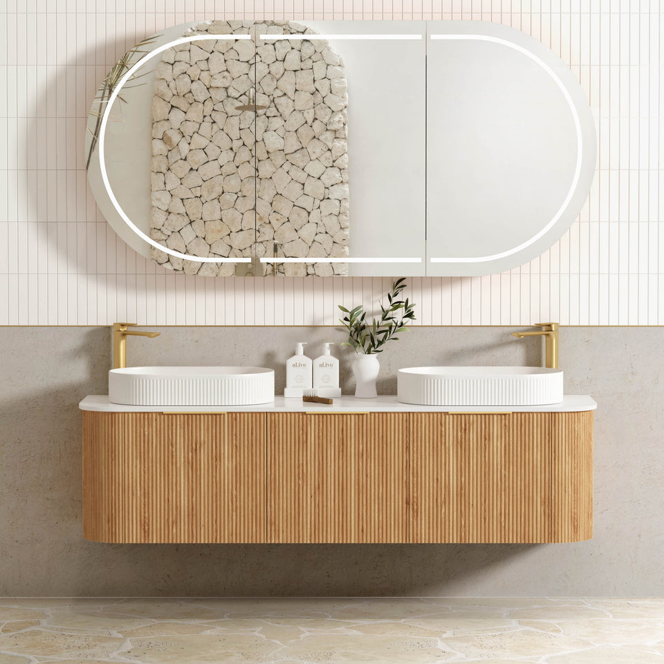 Otti Bondi Woodland Oak Fluted Wall Hung Vanity