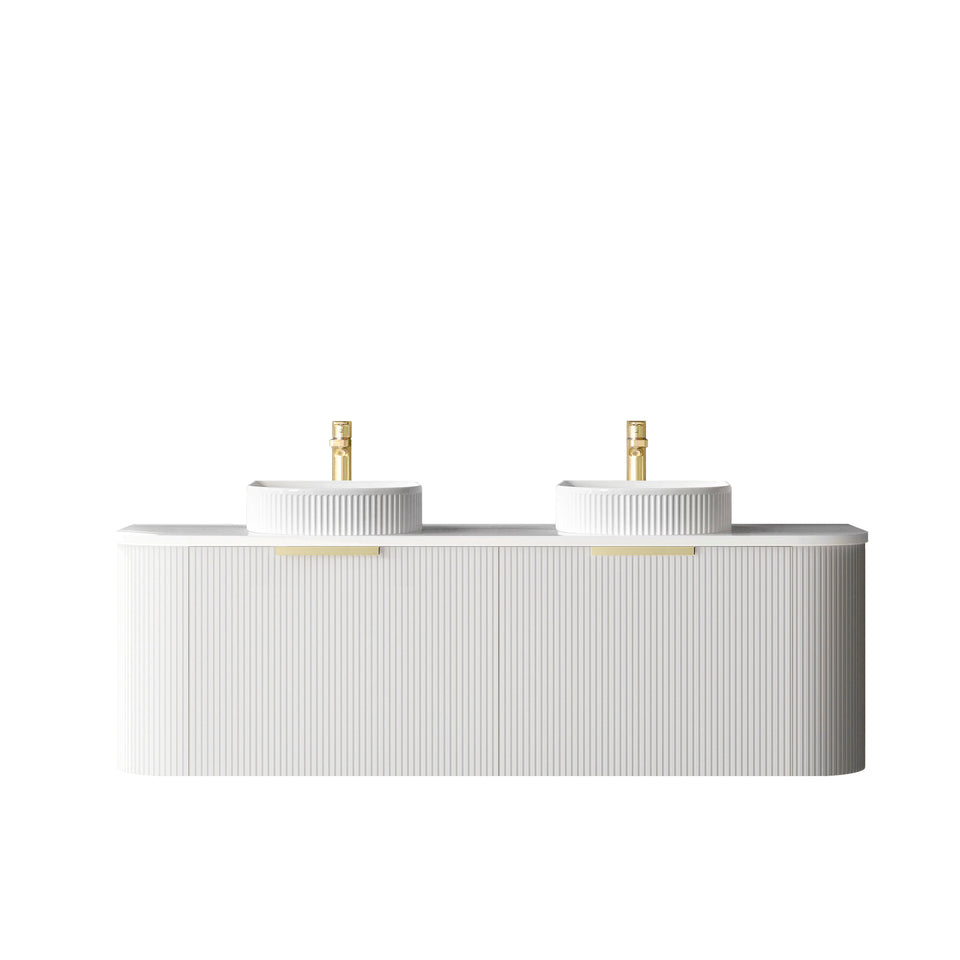 Otti Bondi Fluted Curved Wall Hung Vanity - White
