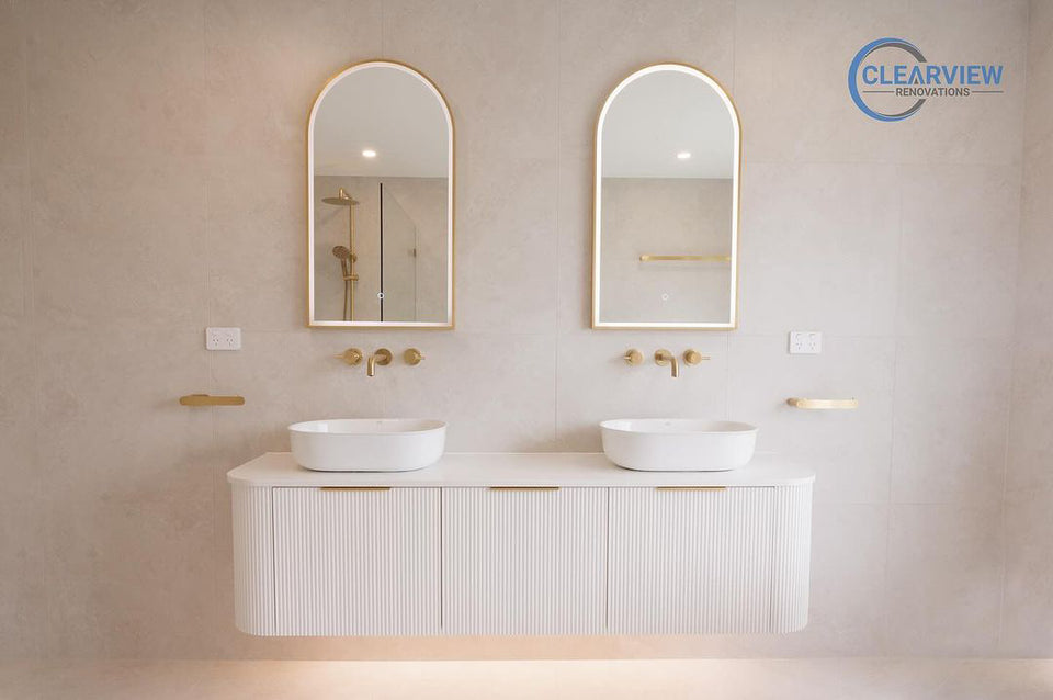 Otti Bondi Fluted Curved Wall Hung Vanity - White
