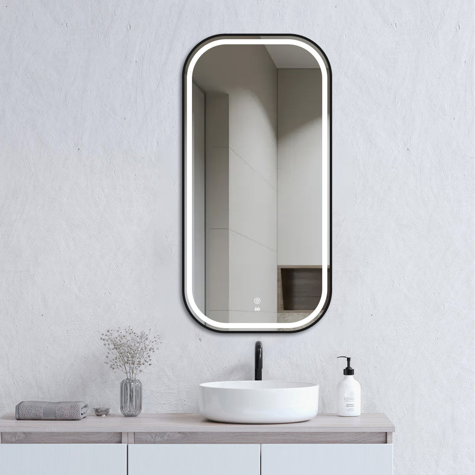 Otti LED Newport 900mm x 450mm Metal Frame Soft Square Mirror
