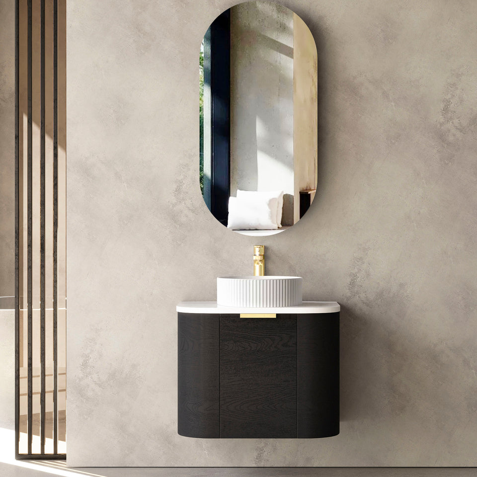 Otti Bondi Wall Hung Curve Vanity - Black Oak