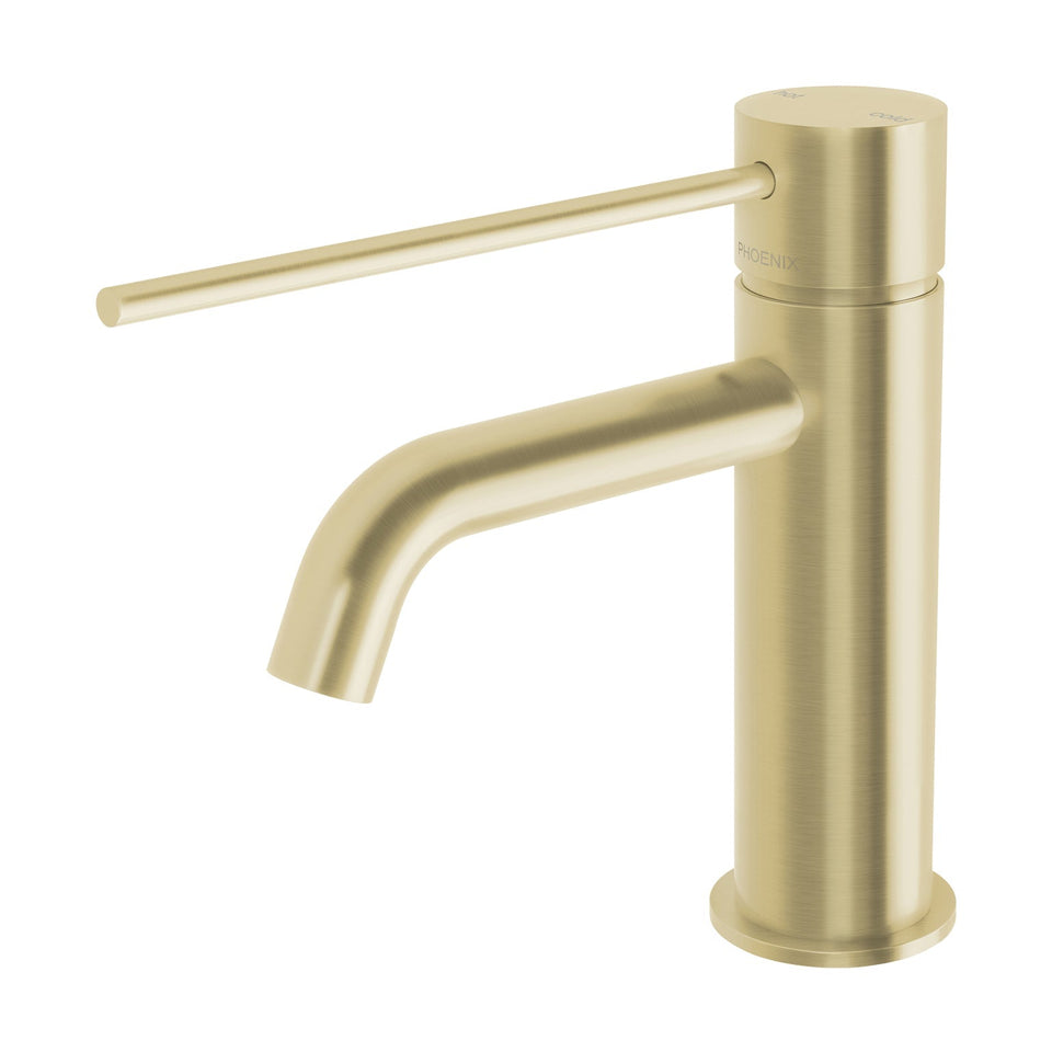 Phoenix Tapware Vivid Slimline Basin Mixer Curved Outlet with Extended Lever