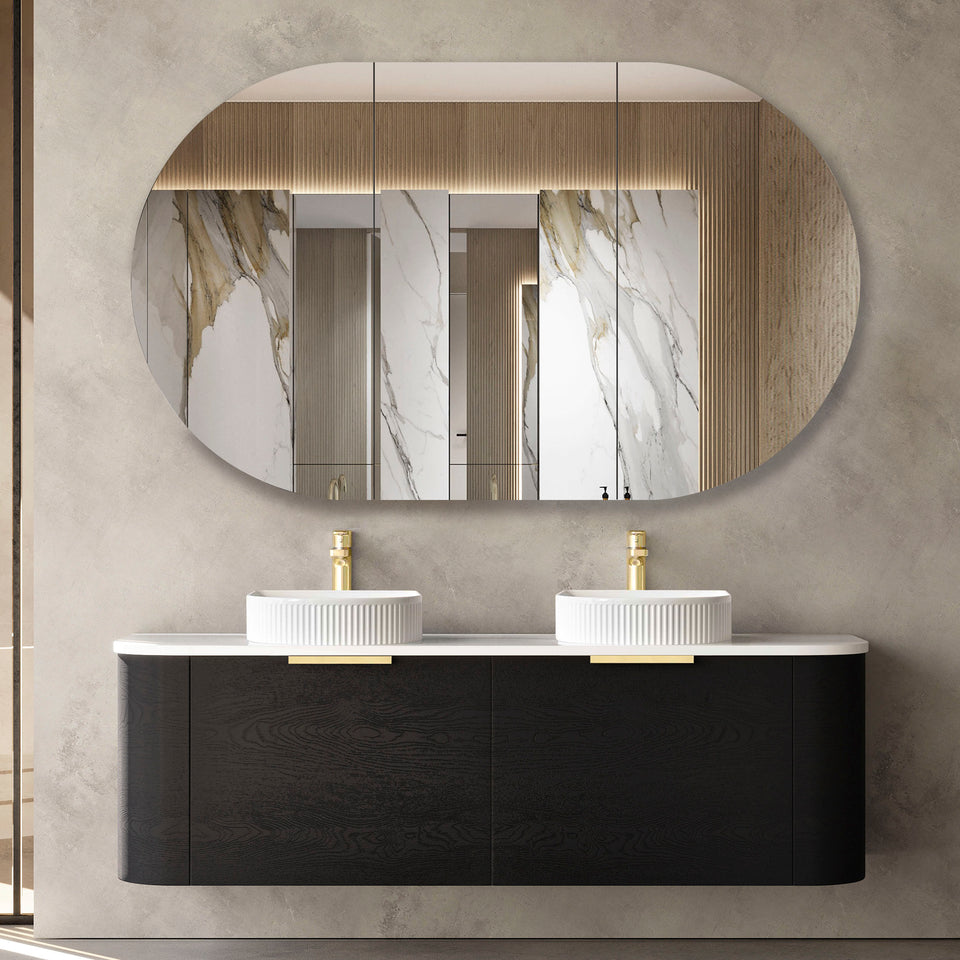 Otti Bondi Wall Hung Curve Vanity - Black Oak