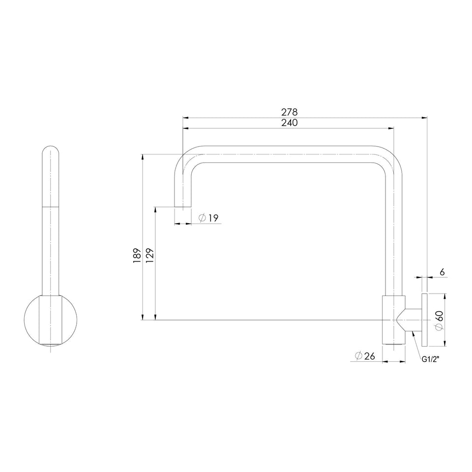 Phoenix Tapware Vivid Slimline Plus Wall Sink Outlet Squareline