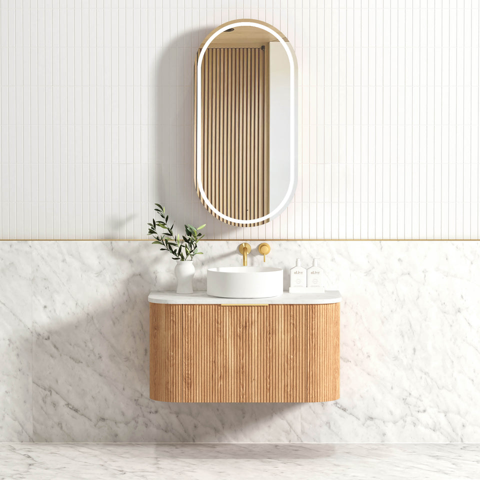 Otti Bondi Woodland Oak Fluted Wall Hung Vanity