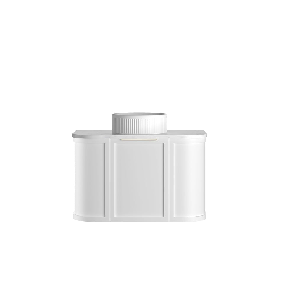 Otti Hampshire Satin White Wall Hung Curved Vanity