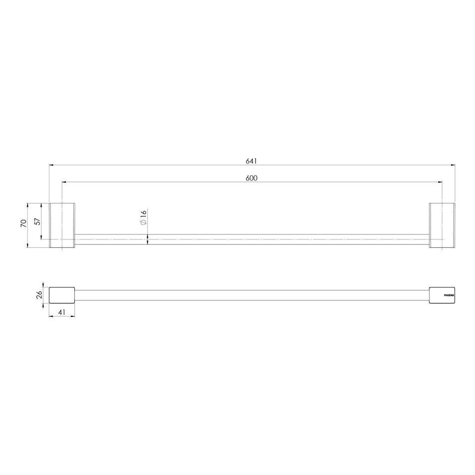 Phoenix Lexi MKII Single Towel Rail 600mm-800mm