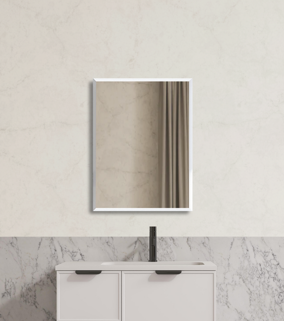 750x750mm Plain Bathroom Mirror Bevel Edge Wall Mounted Vertical or Horizontal - Poseidon BM7575