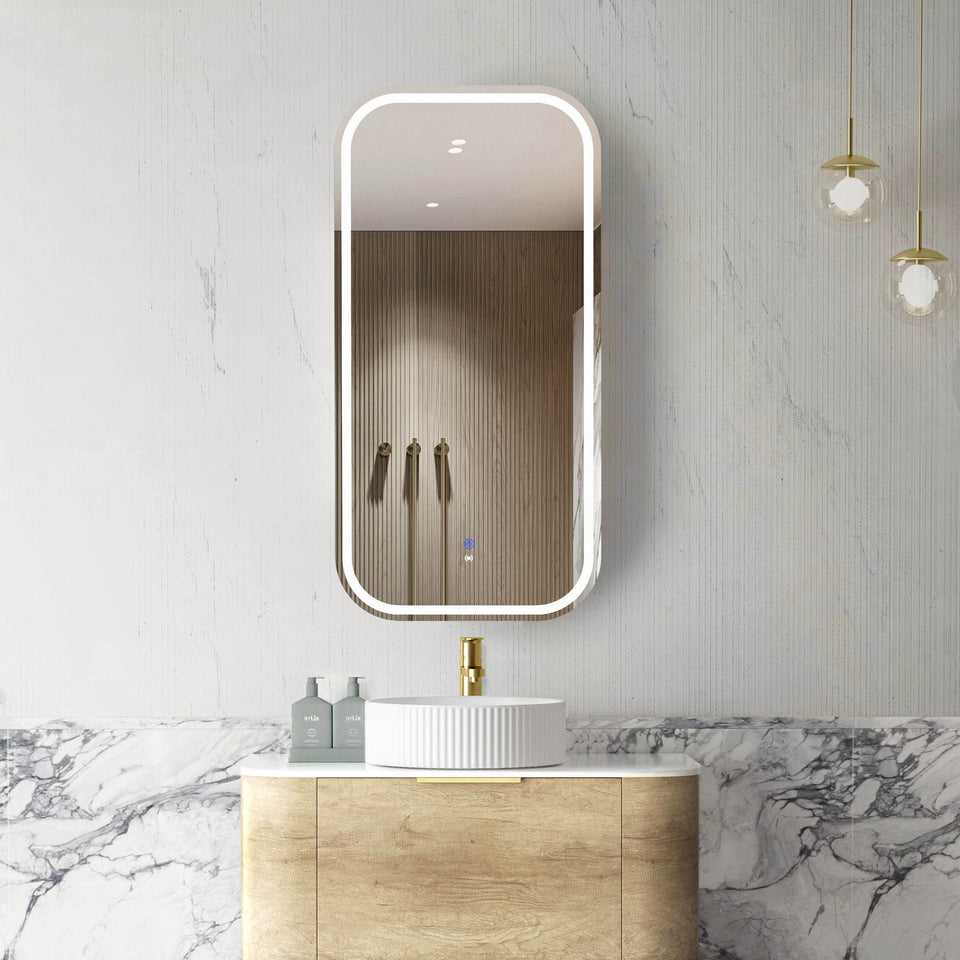 Otti Newport Soft Square LED Shaving Cabinet Natural Oak