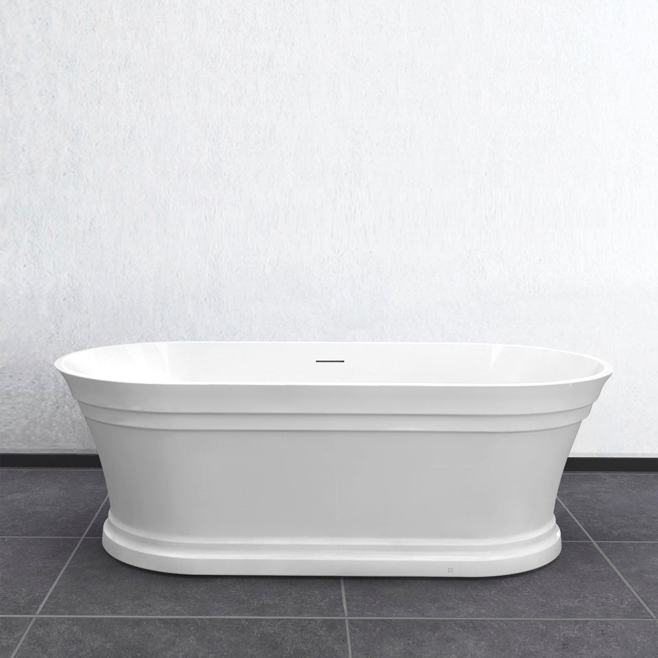 Otti Hampton 1700x800x560 Gloss White Bathtub With Overflow