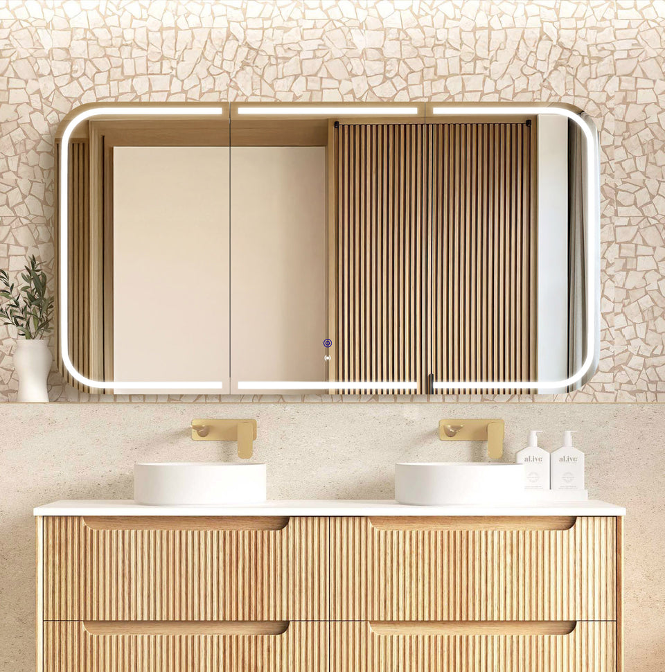 Otti Newport LED Shaving Cabinet Premium Edition - Natural Oak