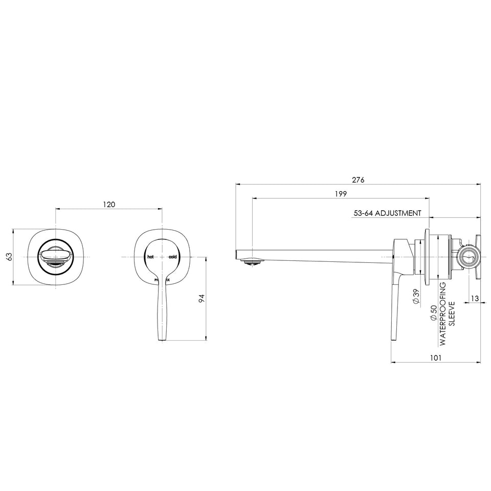 Phoenix Vask SwitchMix Wall Basin / Bath Mixer Set (Complete Kit) – Lead Free