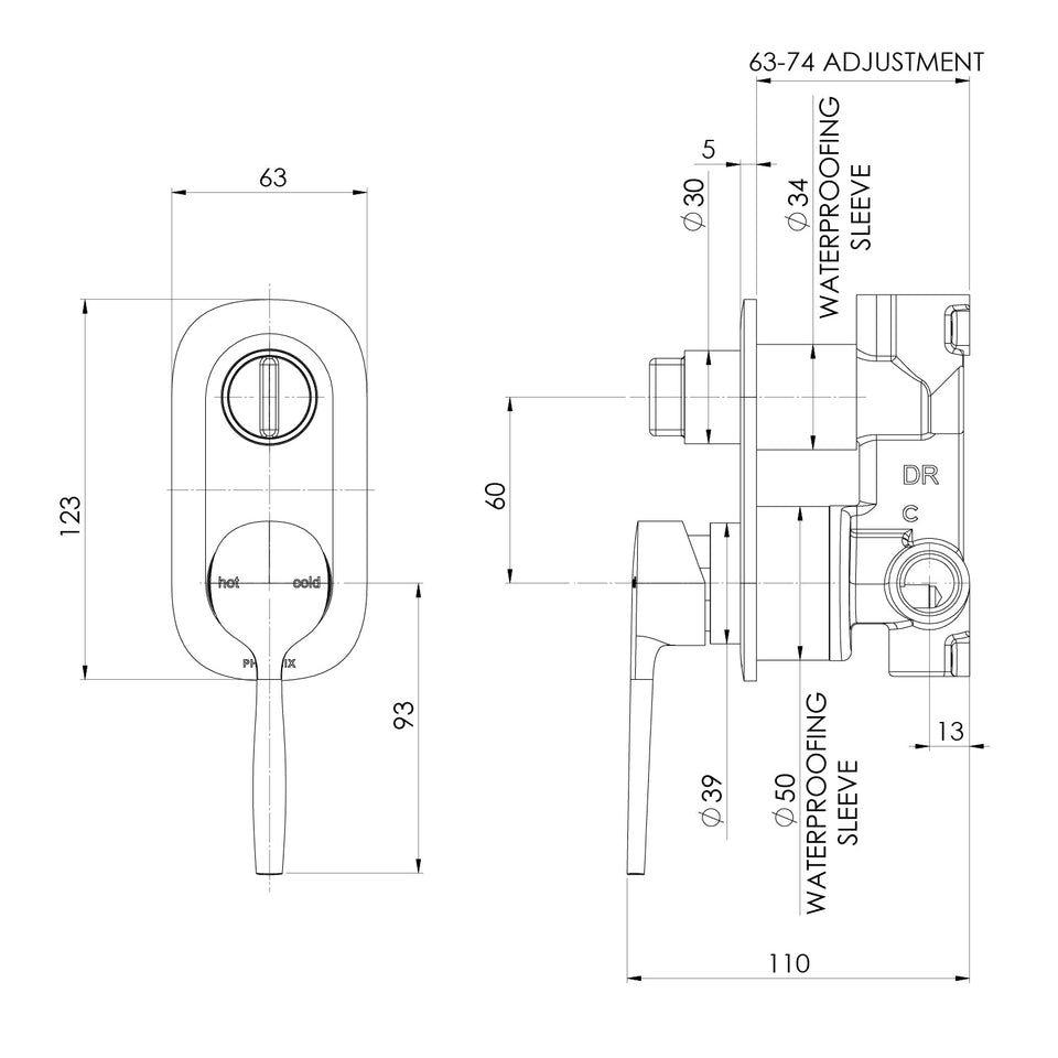 Phoenix Vask SwitchMix Shower / Bath Diverter Mixer (Fit Off Kit Only ) – Lead Free