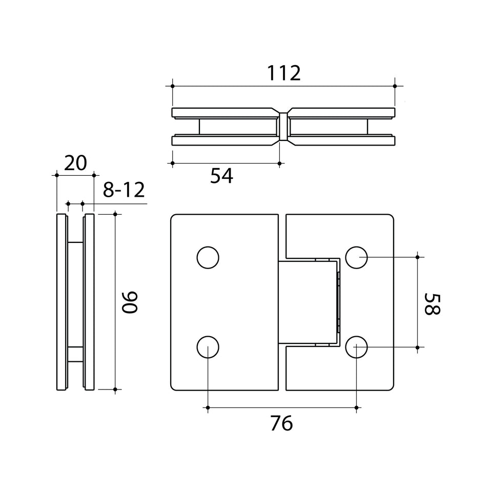 Caroma Glass to Glass Shower Door Hinge - Stainless Steel (14228016PSS)