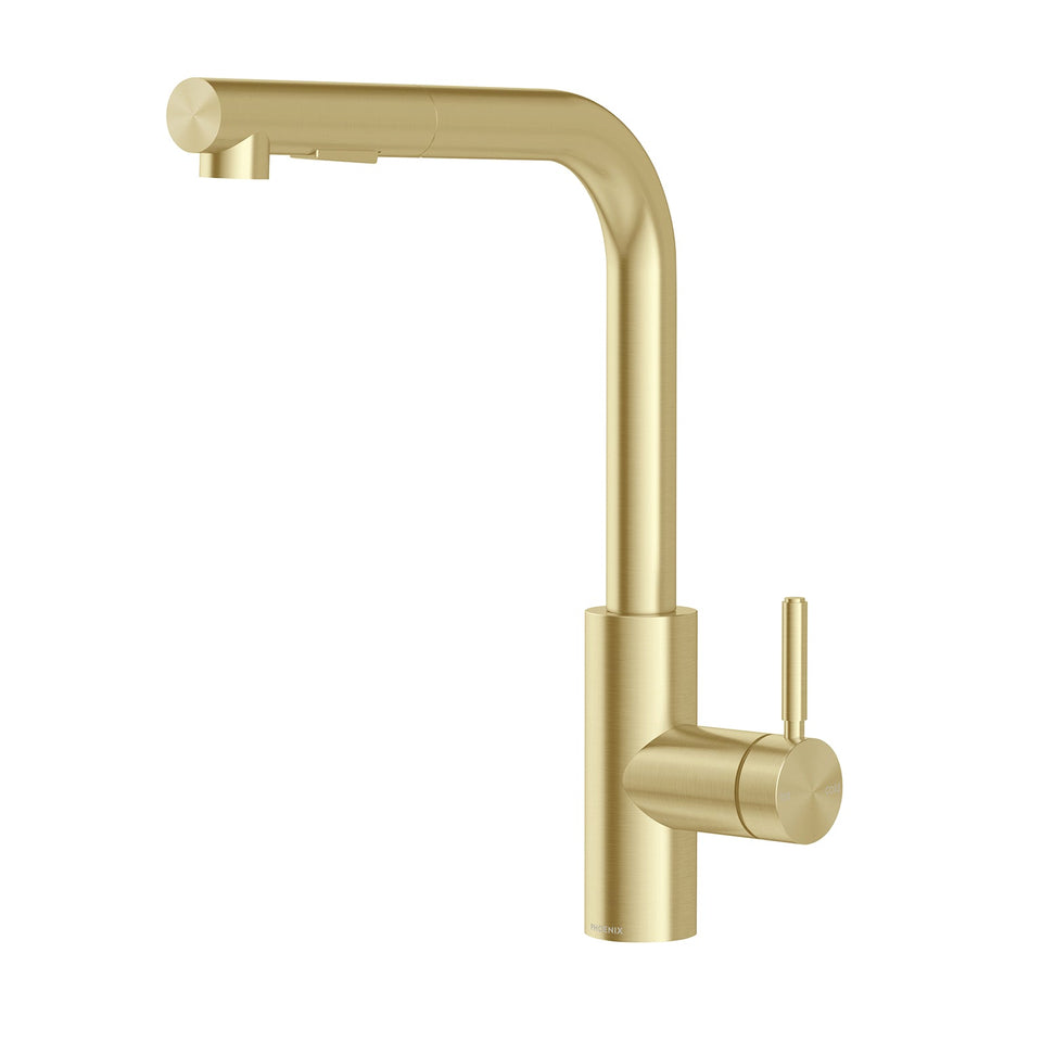 Phoenix Vivid MKII Pull Out Sink Mixer L Shaped - Brushed Gold (146-7125-12-1)