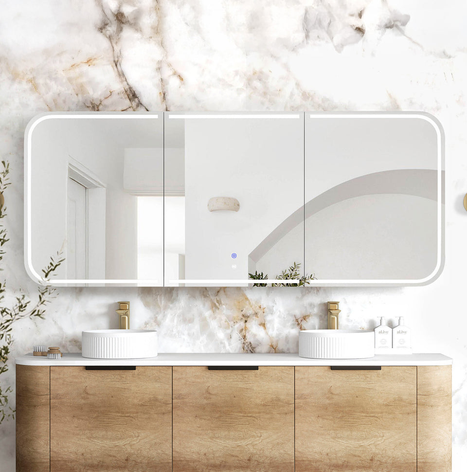 Otti Newport LED Shaving Cabinet Premium Edition - Natural Oak