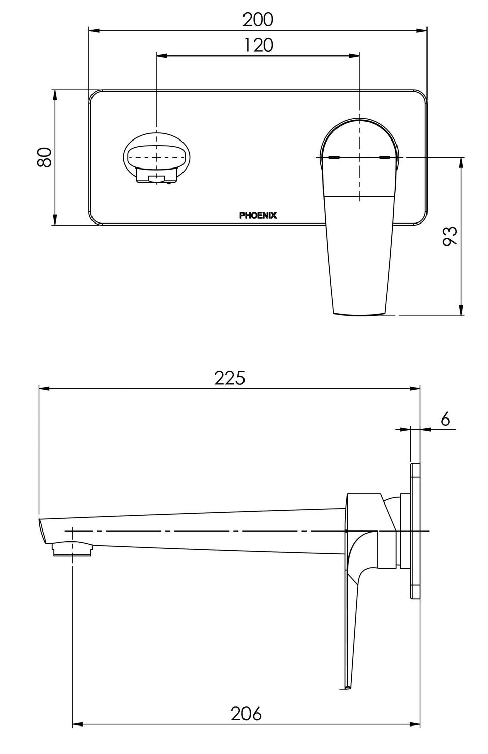 Phoenix Arlo Wall Basin / Bath Mixer Set Trim Kit Only Phoenix Builders Range