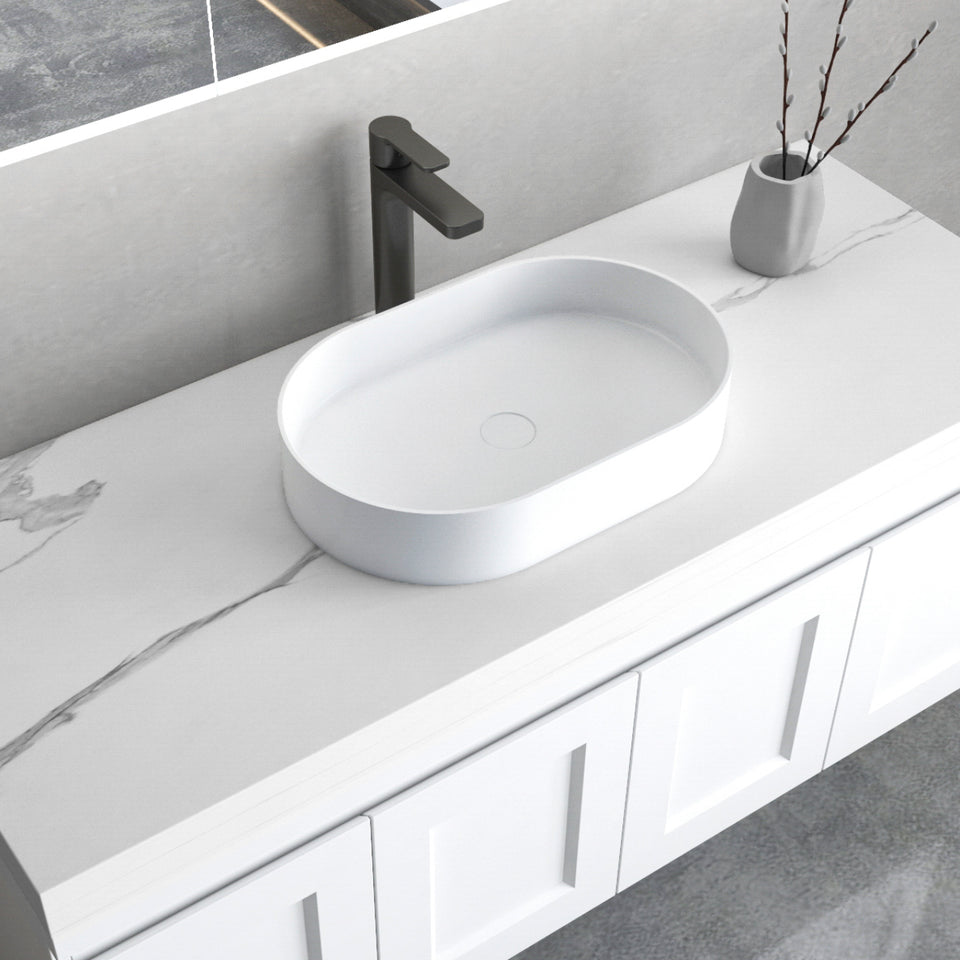 Otti Noosa 585mm Oval Above Counter Basin - Matte White