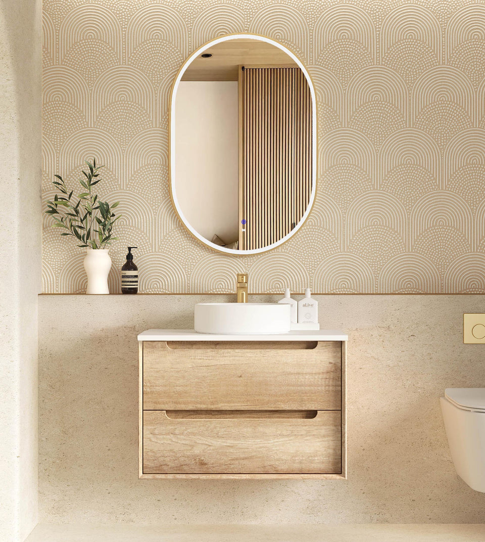 Otti Byron Fluted Woodland Oak Wall Hung Vanity