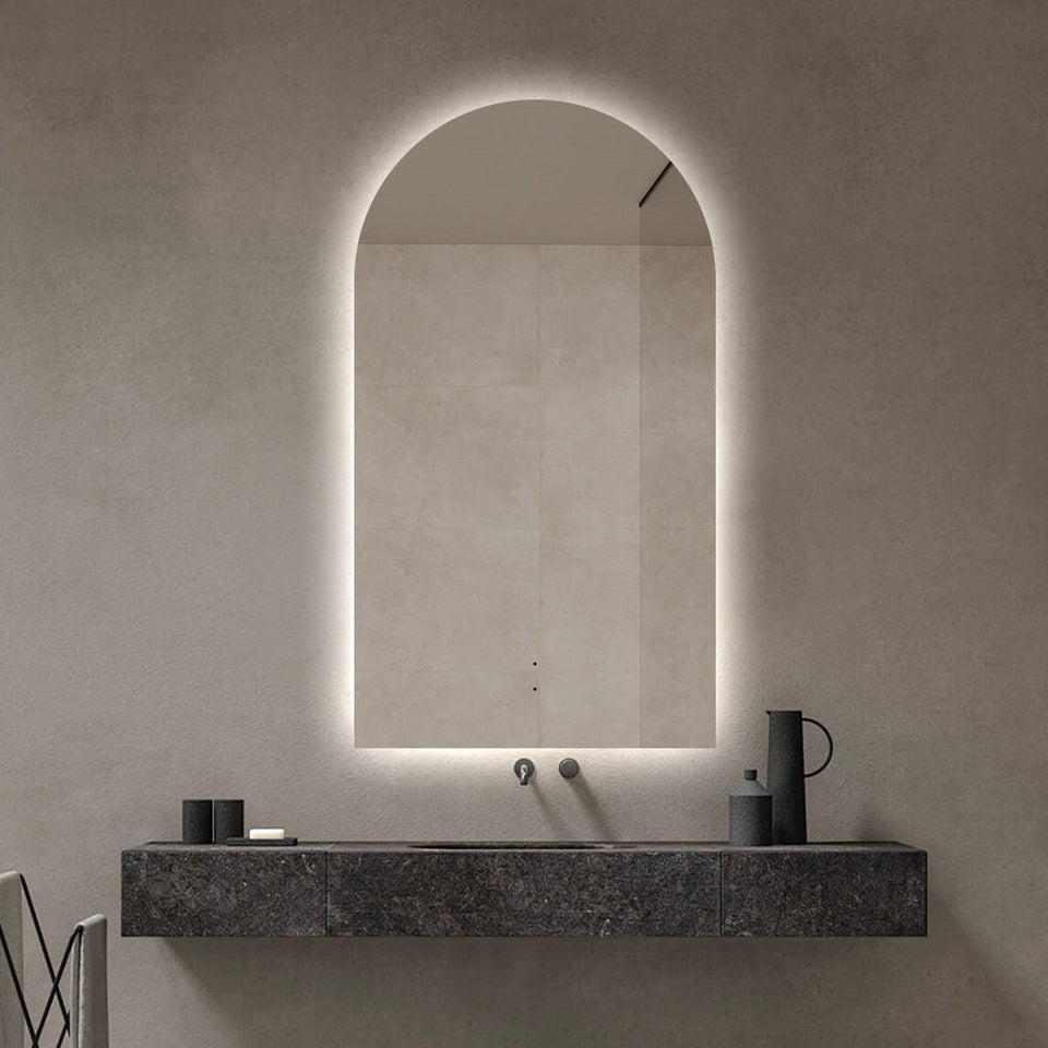 Todi Arc Frameless Arched Touchless LED Mirror Tri-Color Lighting