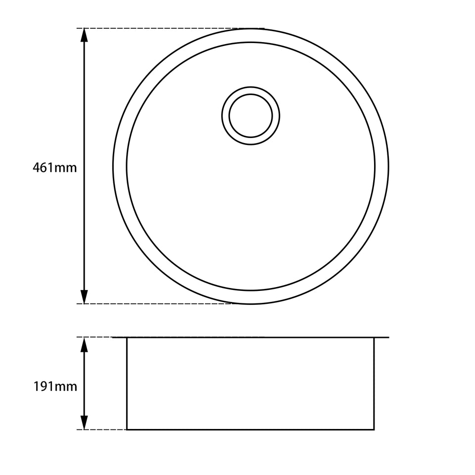460mm Black Granite Round Kitchen Sink Single Bowl (OX460.KS)