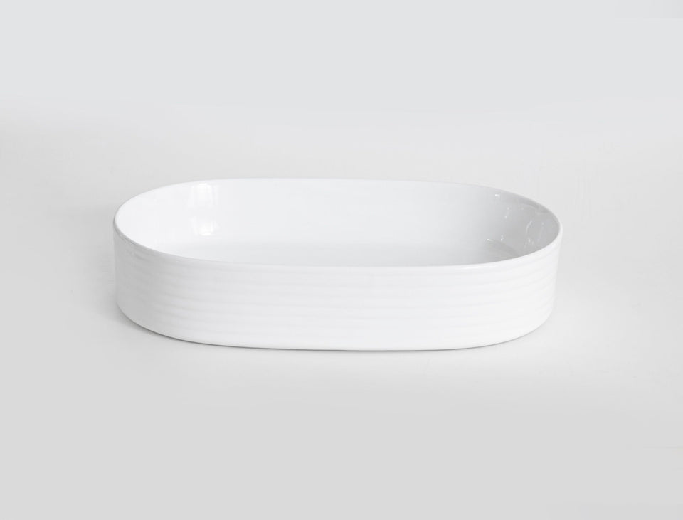Todi Fluted Pill Oval Rounded Ceramic Basin