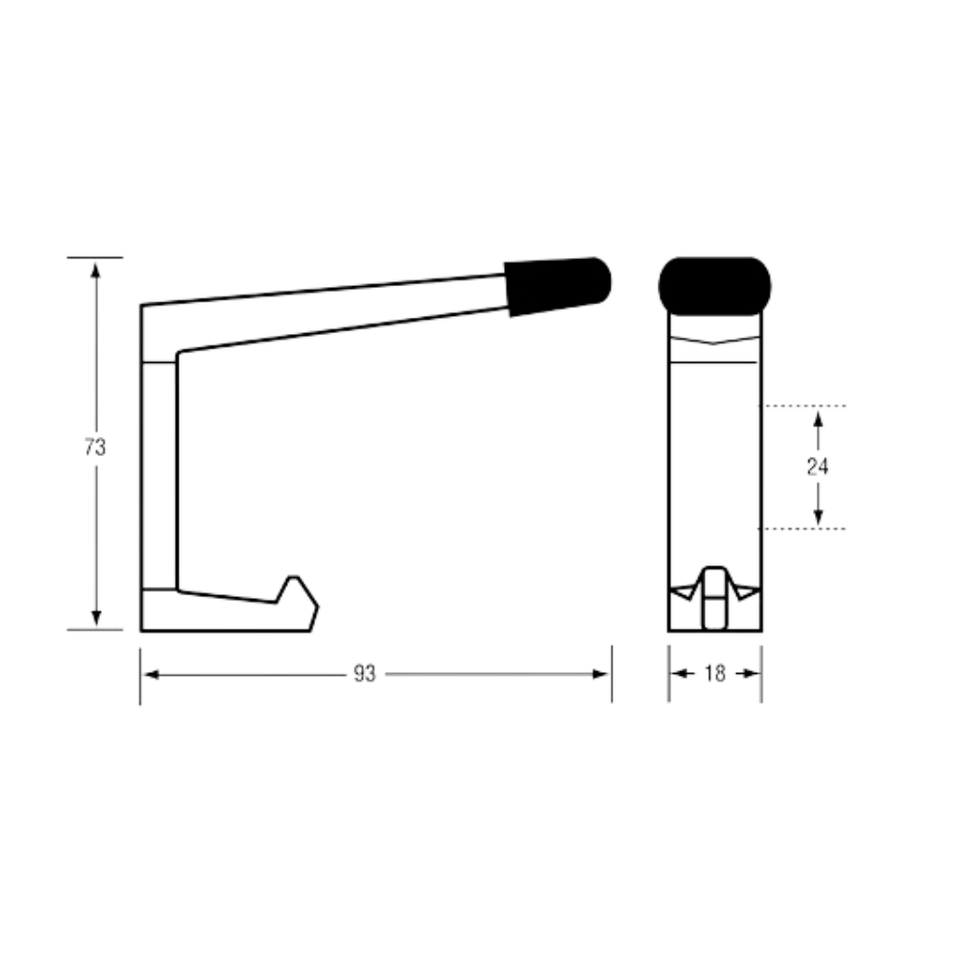 202C_HOOK_ANMB | Coat Hook with Bumper in Antimicrobial