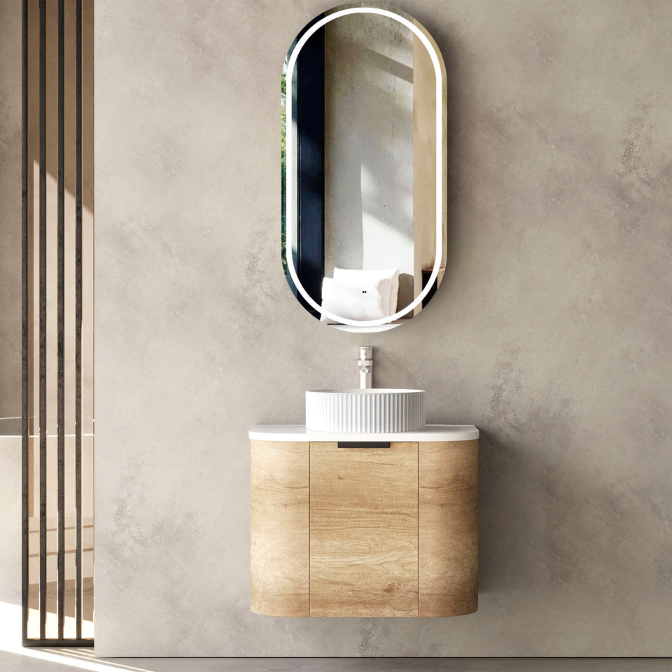 Otti Bondi Wall Hung Curve Vanity - Natural Oak