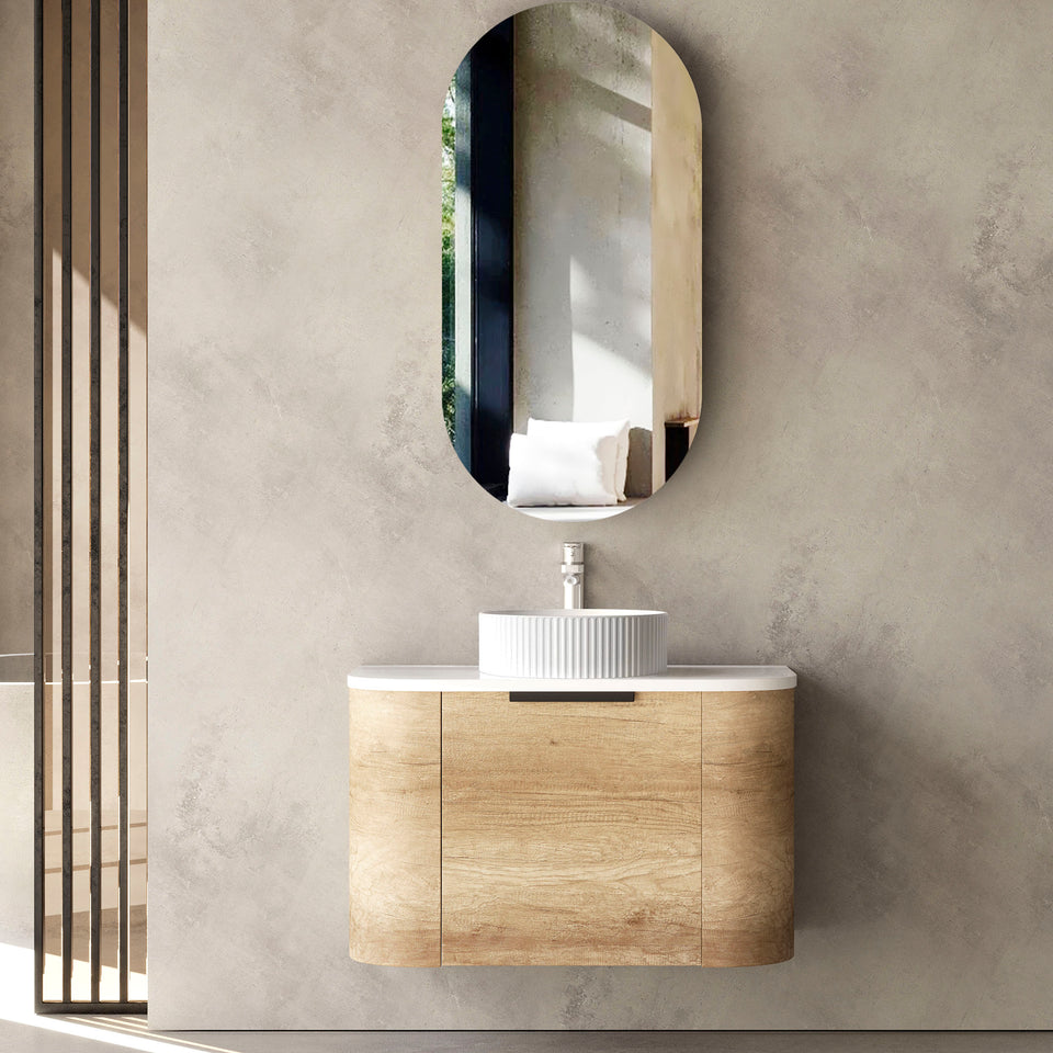 Otti Bondi Wall Hung Curve Vanity - Natural Oak