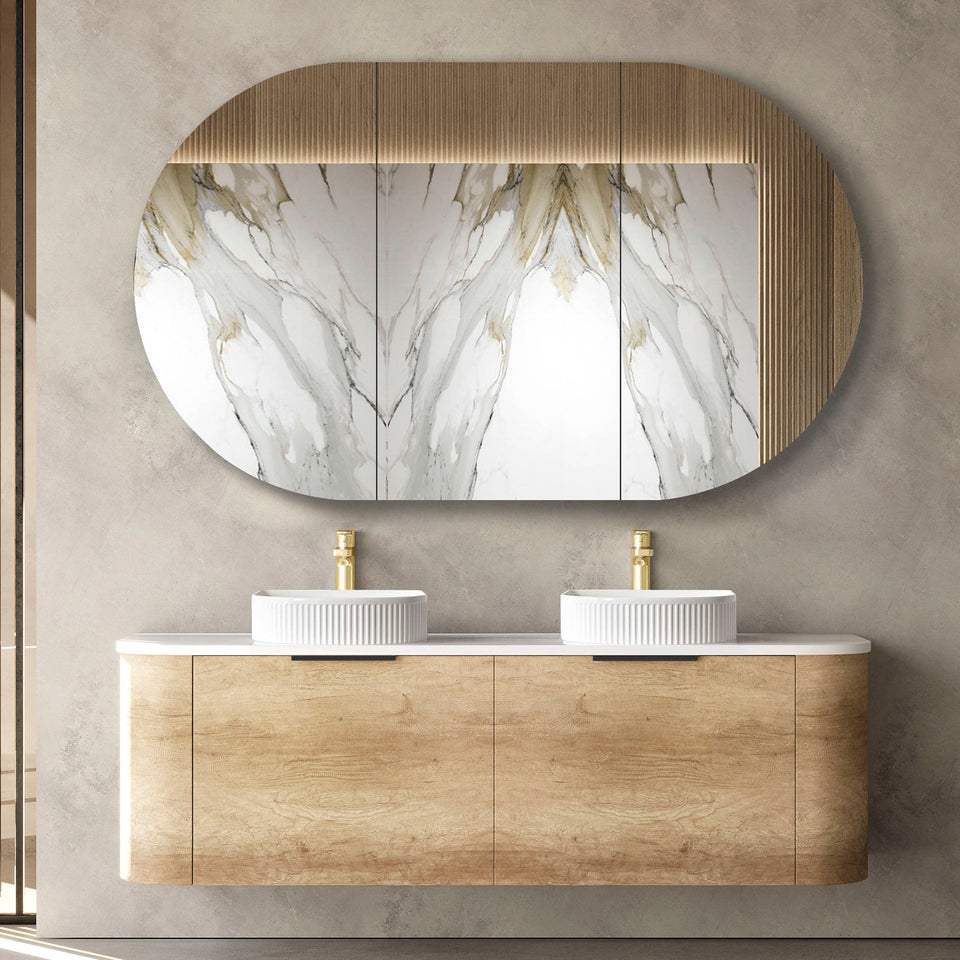 Otti Bondi Wall Hung Curve Vanity - Natural Oak