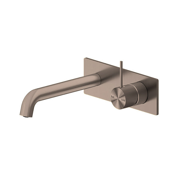 Nero Mecca Wall Basin Mixer Handle Up 160mm Spout - Brushed Bronze (NR221907b160BZ)