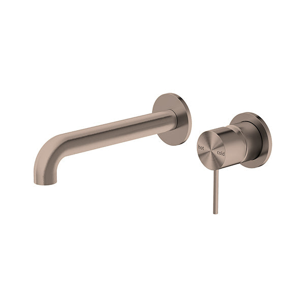 Nero Mecca Wall Basin Mixer Separate Back Plate 230mm Spout - Brushed Bronze (NR221907c230BZ)
