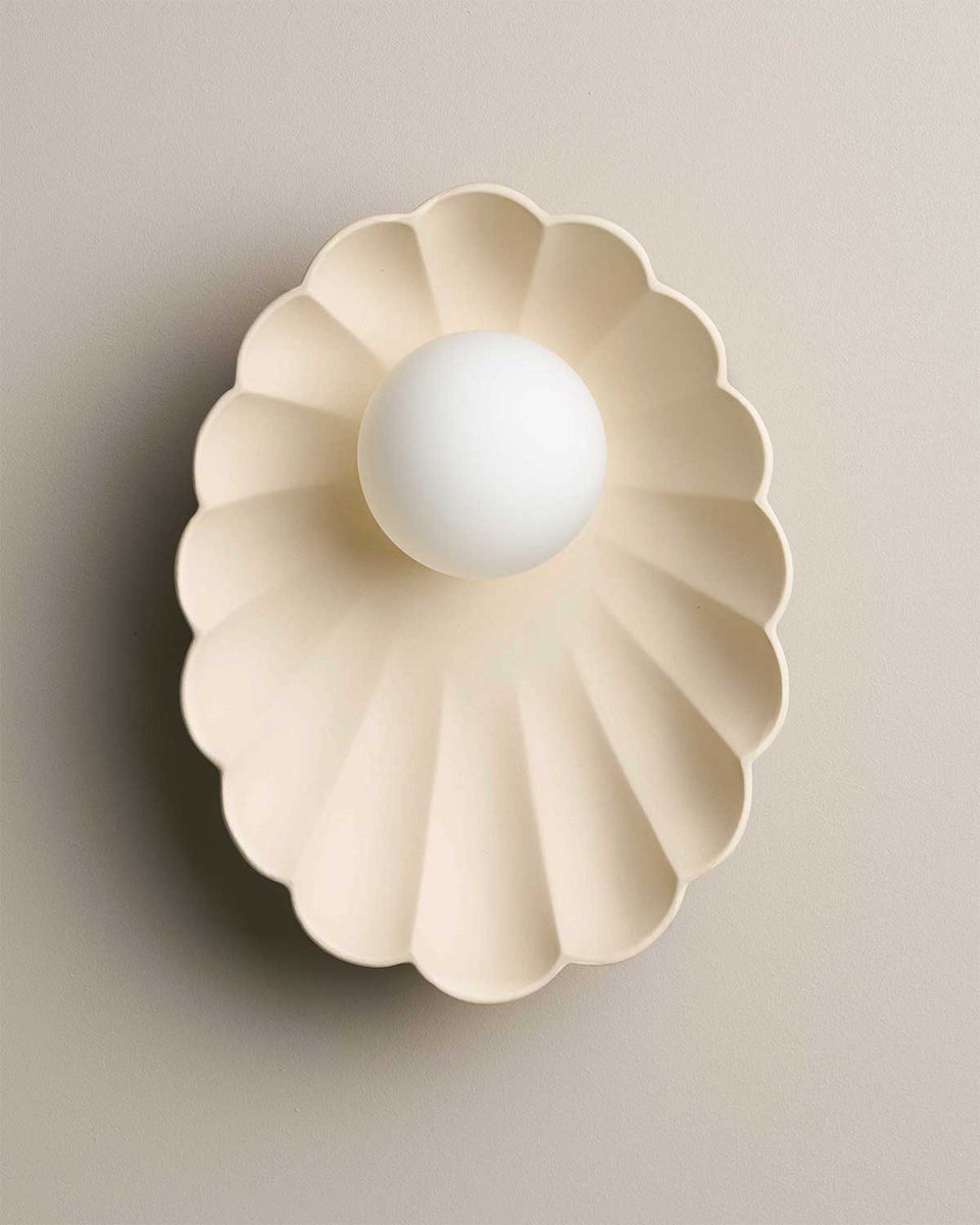 Ceramic Wall Oyster Sconce Light - Bone
