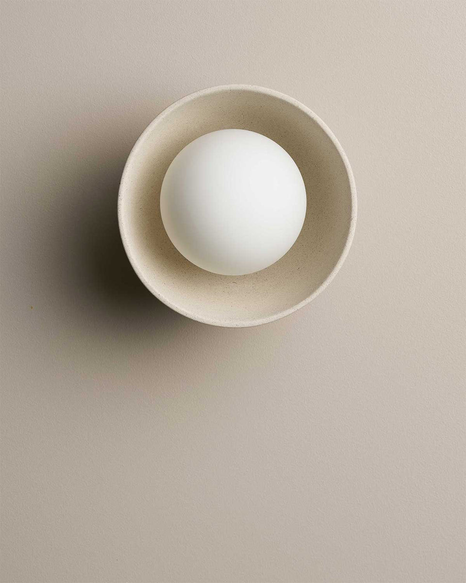 Ceramic Wall Bowl Sconce Light - Bone
