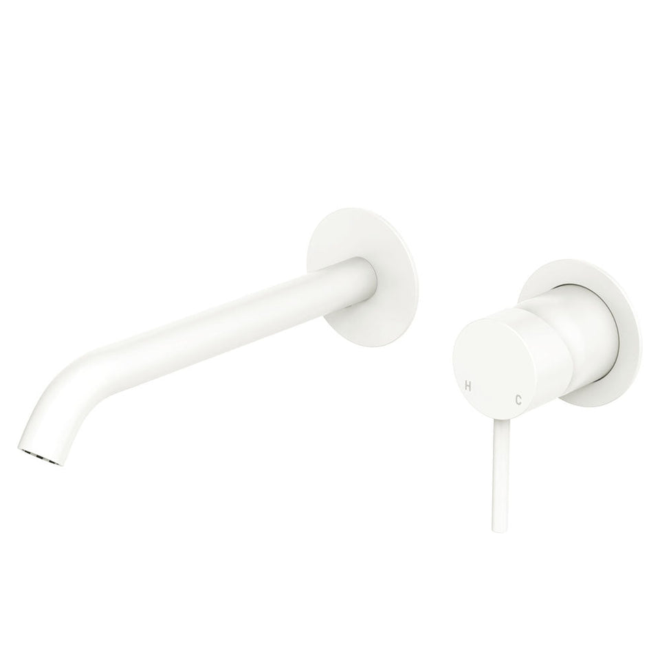 Fienza Kaya Basin/Bath Wall Mixer Set, Round Plates, Outlet