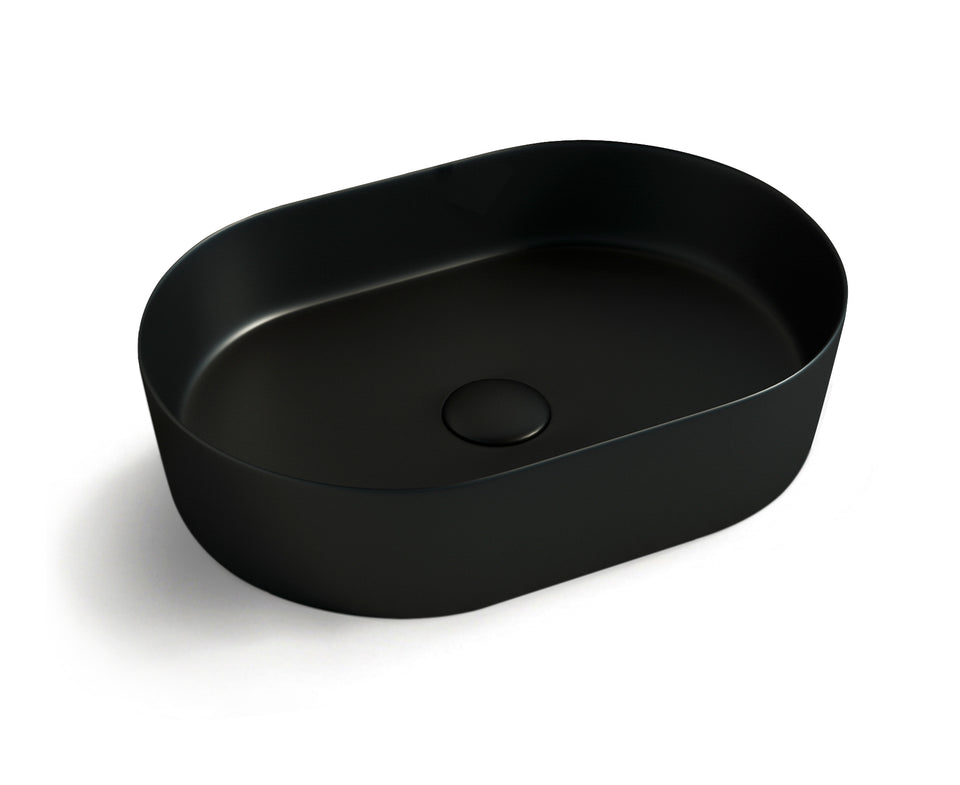 Otti Quay 500mm Oval Above Counter Basin - Matte Black