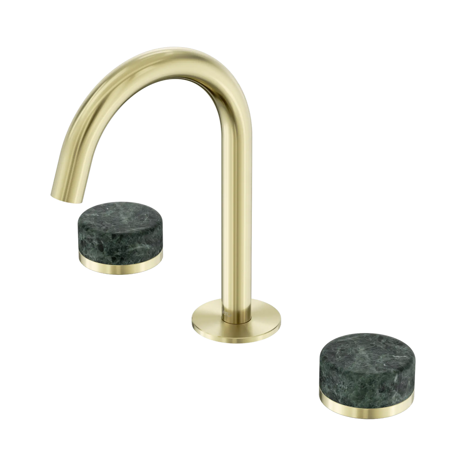 Nero Serenity Basin Set Arc Spout With Verde Alpi Handle Brushed
