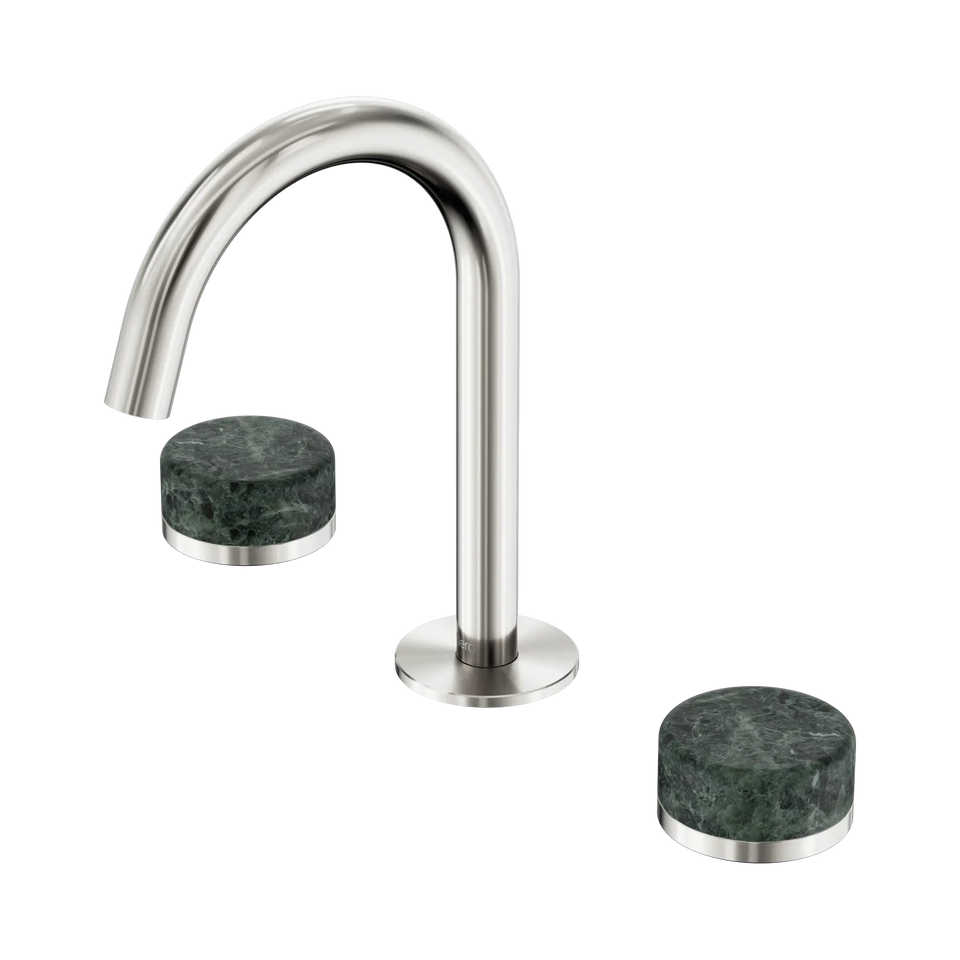 Nero Serenity Basin Set Arc Spout With Verde Alpi Handle Brushed